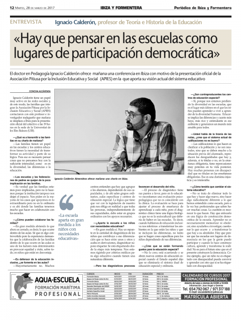 Hay que pensar las escuelas como lugares de participación democrática